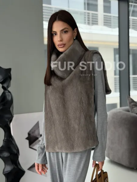 Манишка норковая серая - фото 21