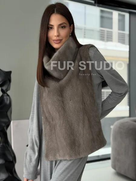 Манишка норковая серая - фото 10