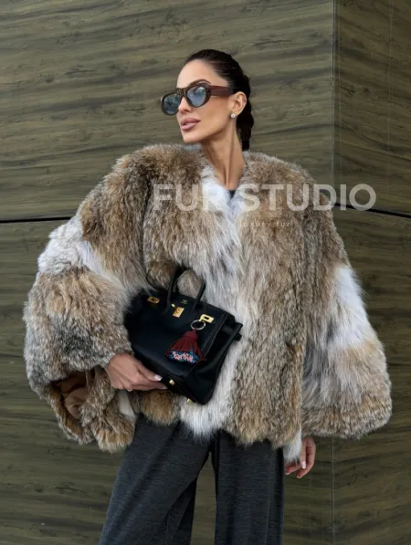 Шуба - летучка из меха рыси - фото 15