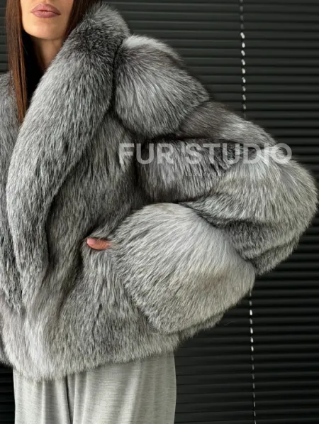 Полушубок - кроп из меха блюфрост - фото 3