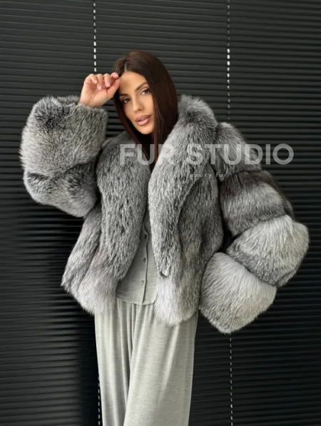 Полушубок - кроп из меха блюфрост - фото 13