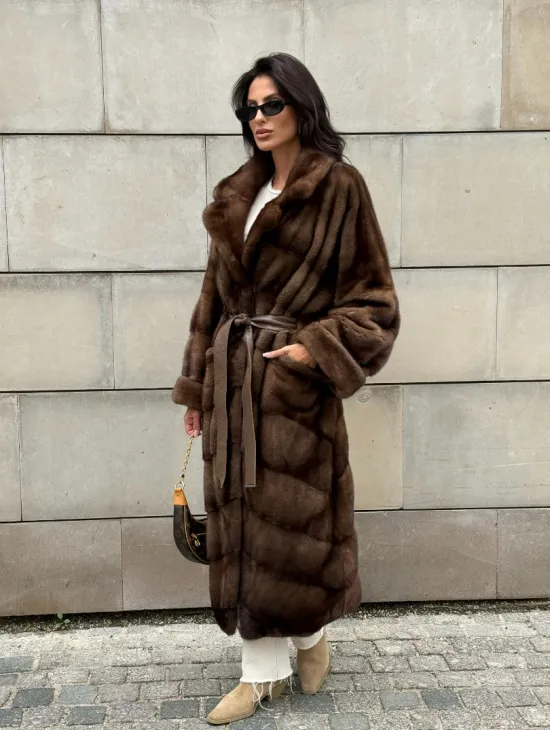 Кимоно шуба английский воротник - цвет соболь - фото 11