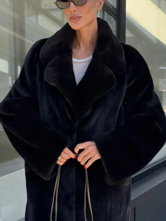 Шуба из аукционного меха норки Kopenhagen Fur, английский воротник - фасон баллон - фото 4
