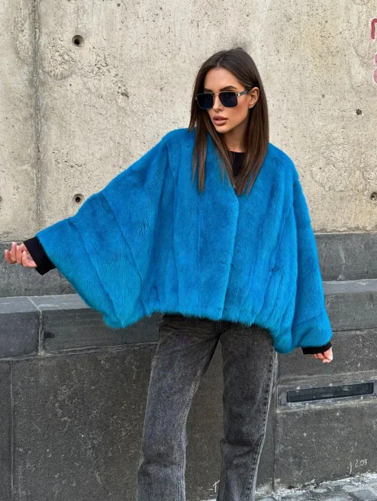 Голубое норковое болеро 