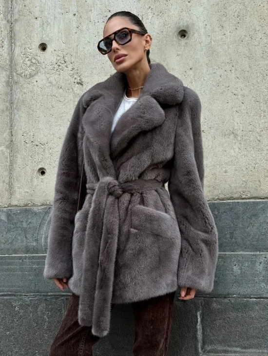 Норковая шуба лавандового цвета - VELVET - фото 9