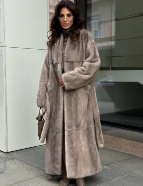 Длинная норковая шуба - фото 0