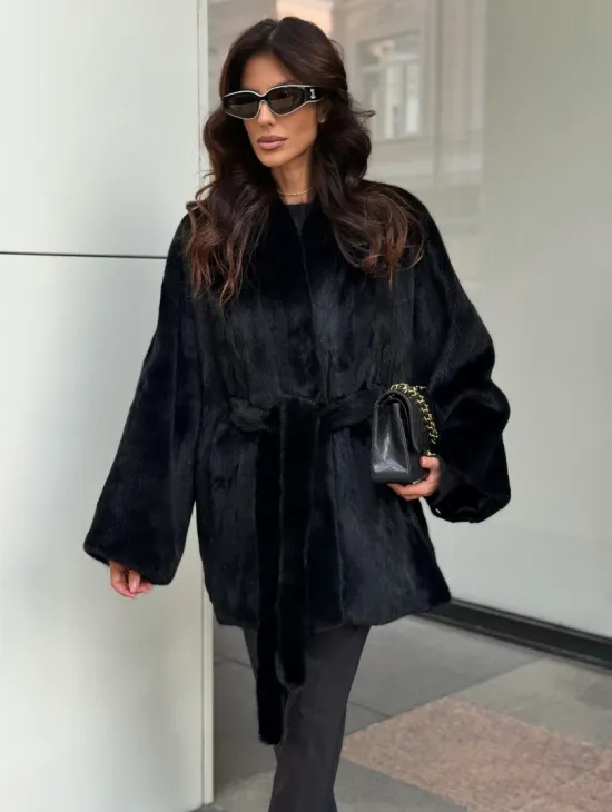 Черная шуба из аукционного меха норки SAGA FURS - фото 5