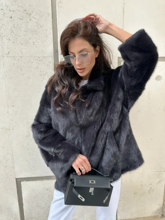 Норковый полушубок - графит - фото 4
