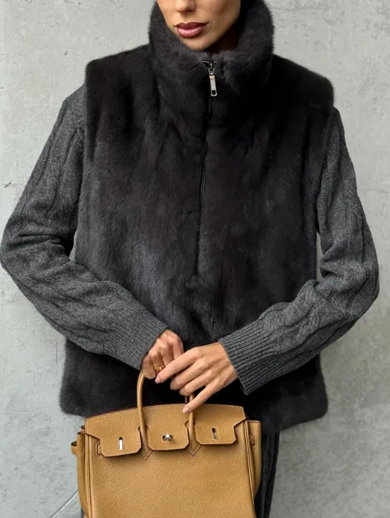 Меховая манишка из меха норки - фото 3