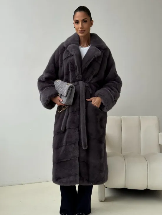 Норковая шуба - графит - фото 9