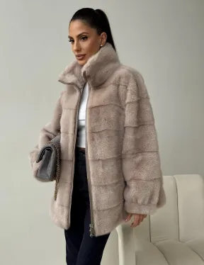 Норковая куртка стойка воротник - фото 1