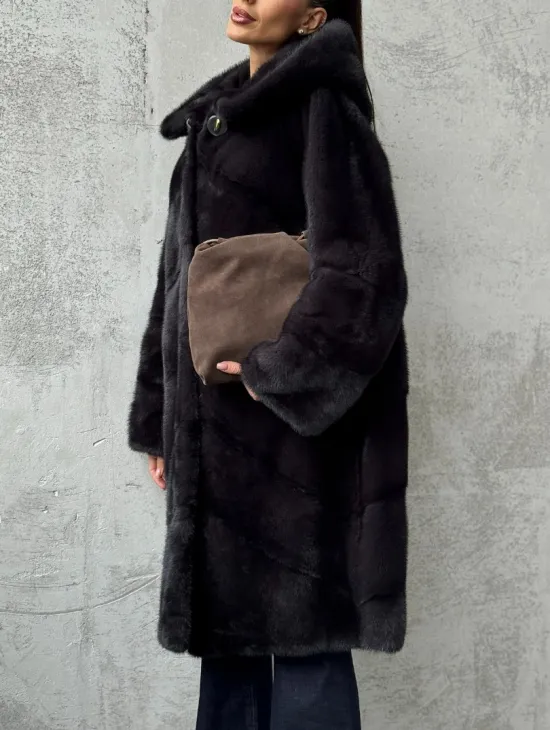Норковая женская шуба с капюшоном - фото 1