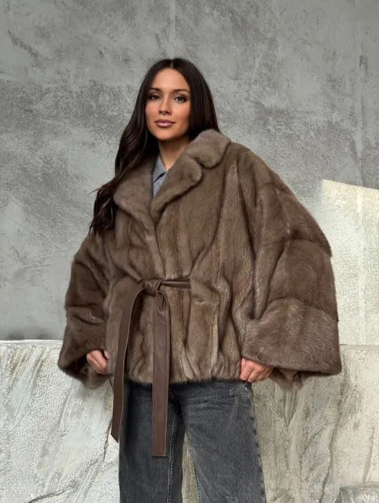 Норковая шуба английский воротник 