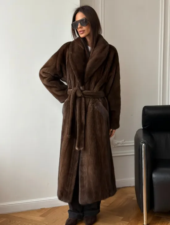 Норковое пальто - воротник шаль - фото 10