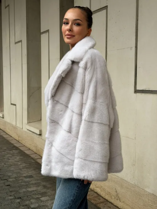 Светлый норковый полушубок - фото 5