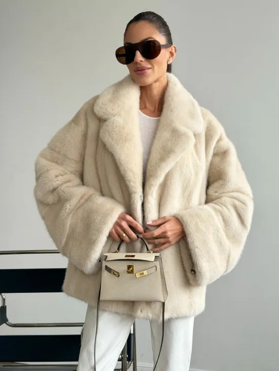 Женский норковый полушубок - фото 8