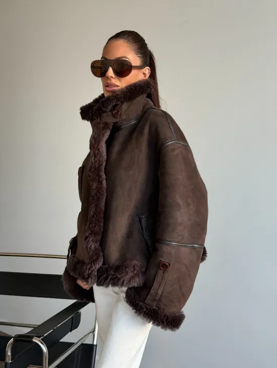 Женская двухсторонняя дубленка - фото 10