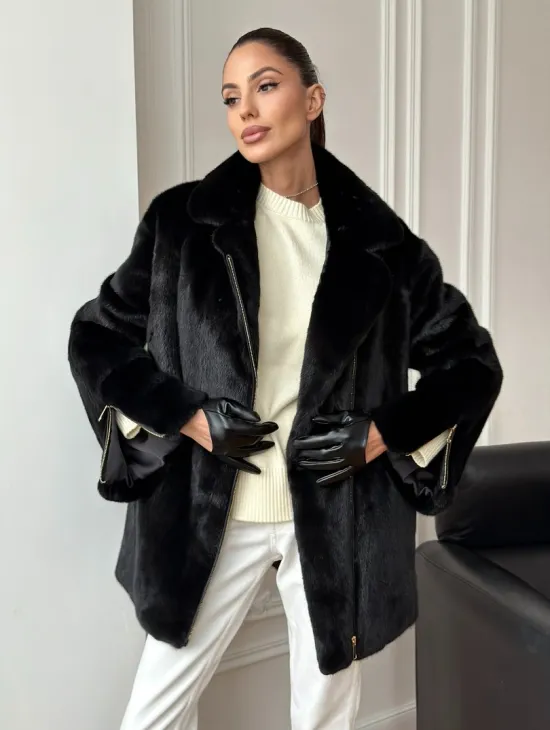 Черная норковая косуха - фото 11