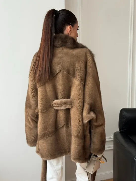 Шуба норка - воротник куница - фото 7