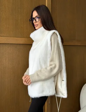 Белая норковая манишка - фото 5