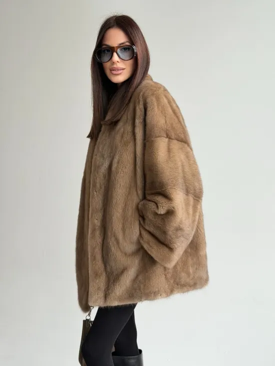 Шуба из аукционного меха норки - пастель - фото 10