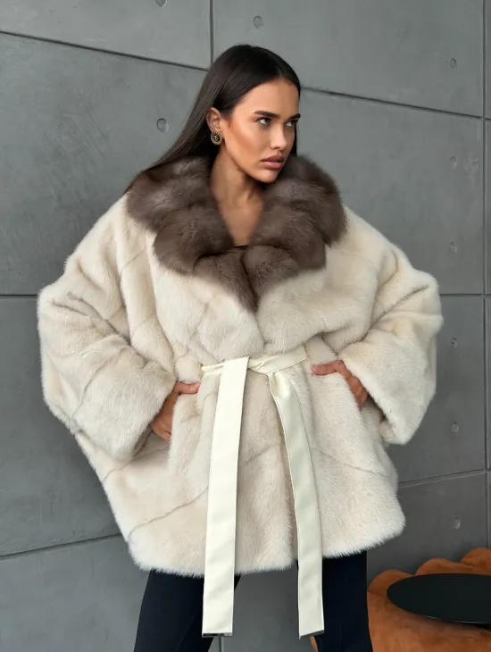 Норковая шуба - куртка с мехом куницы - фото 10