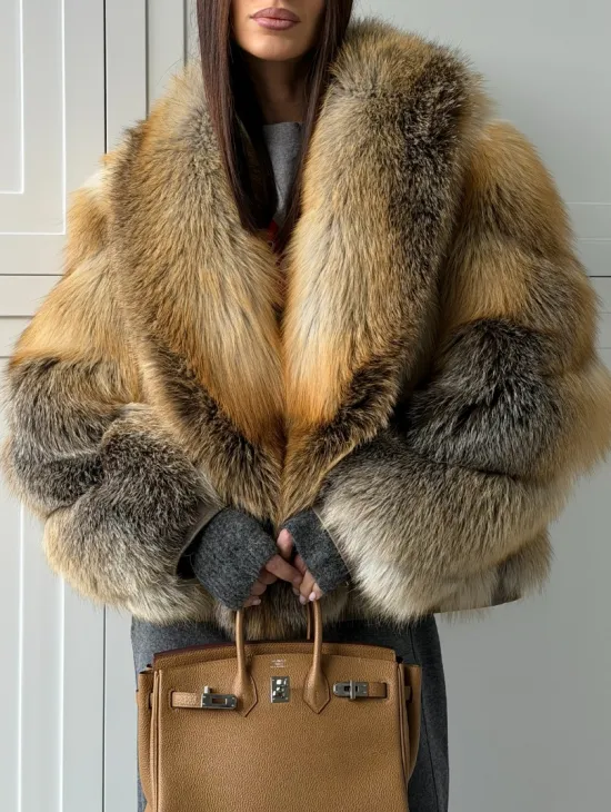 Женская шуба из лисьего меха Golden Edged Fox - фото 5