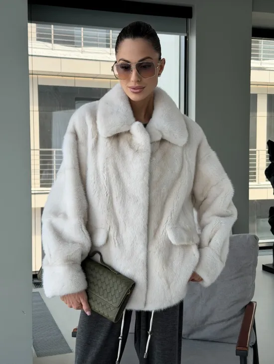 Модная женская норковая куртка - фото 9
