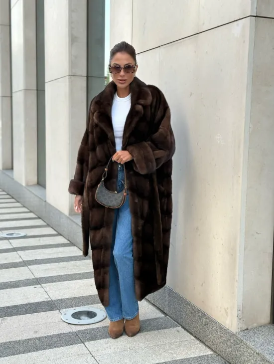 Шуба из плюшевой норки Velvet - цвет соболь - фото 6