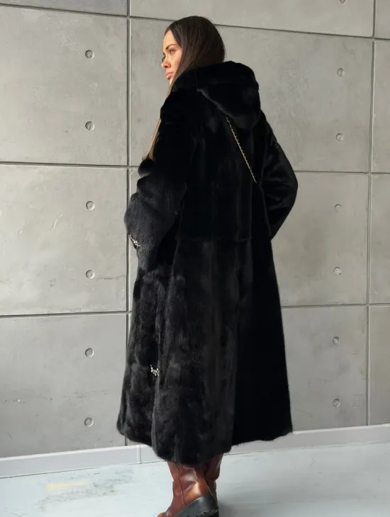 Шуба из норки Blackglama с капюшоном - фото 10