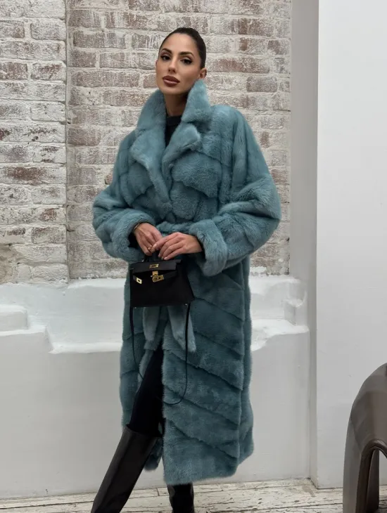 Норковая шуба в цвете TIFFANY - фото 11